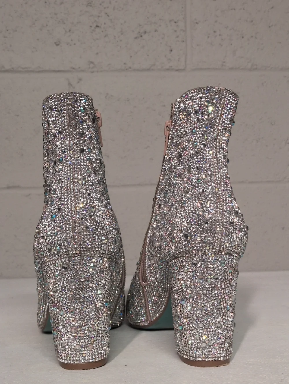 Blue By Betsey Johnson Rhinestone Encrusted Heeled Ankle Booties Size 7.5 - Picture 13 of 16